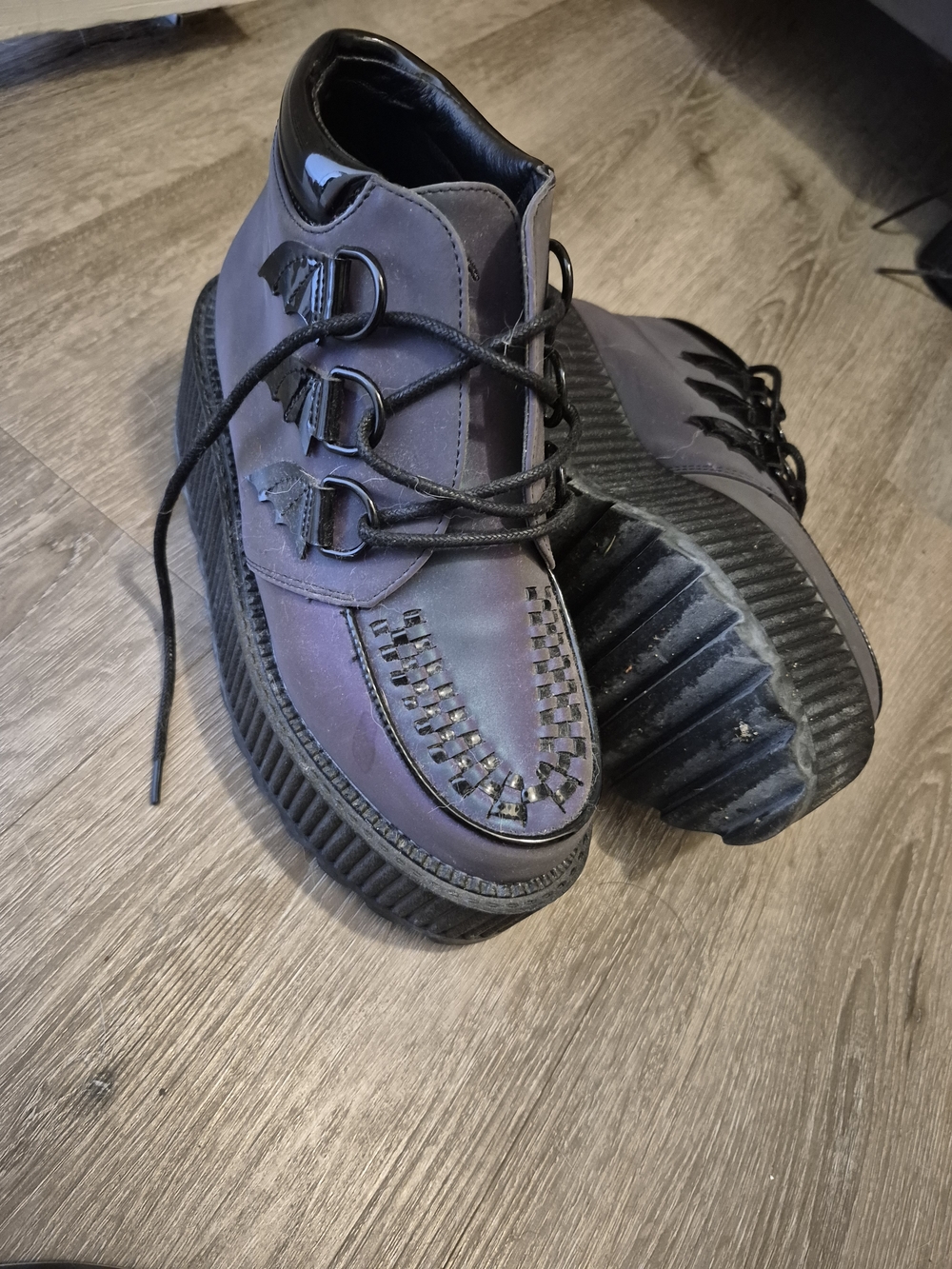 Strange Cvlt Platform Shoes in Purple-Gray irridecent-ish